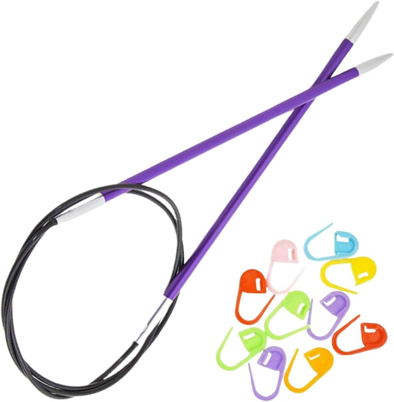 Knit Pro Zing Circular Knitting Needles 9 inch, Size 5 (22.5cm, 3.75mm) with 10 Colorful Stitch Markers - Image 1